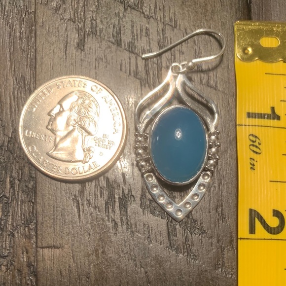 Sterling silver blue chalcedony earrings - Picture 6 of 6